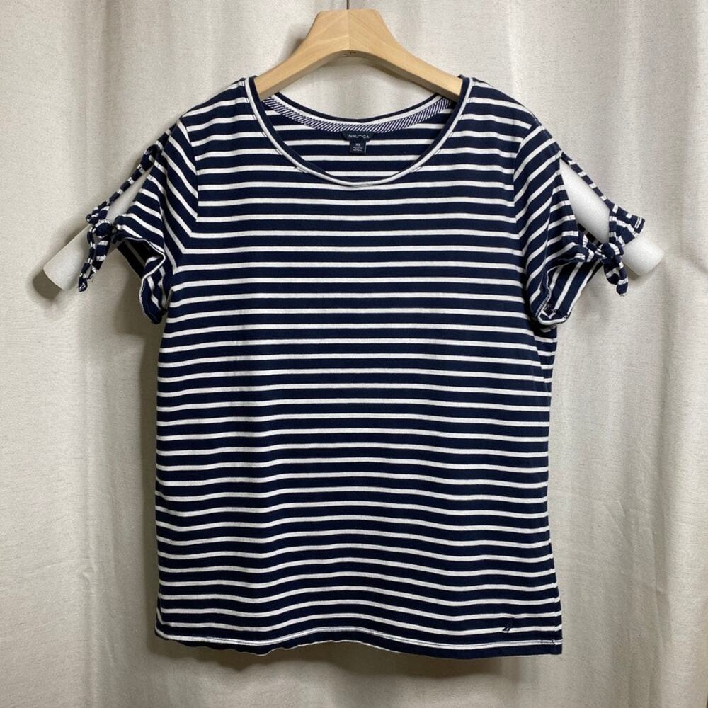 Nautica Striped Top Womens XL Coastal Nautical Sailor Chic Soft Norm Vacation